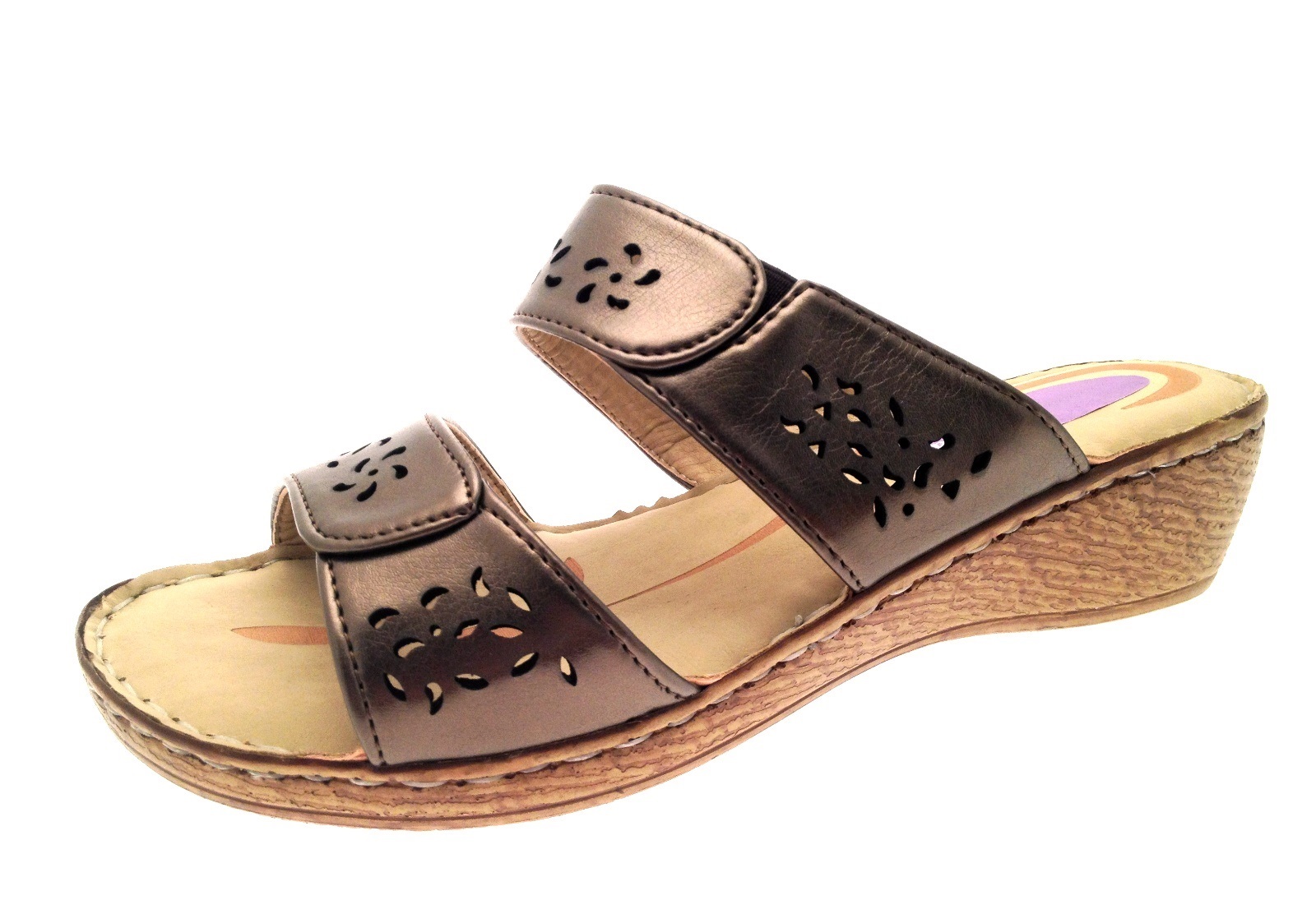 Womens Low Wedge Comfort Sandals Strappy Mules Ladies Summer Wedges